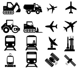 Transports en 16 icônes