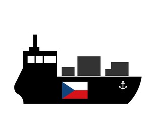 Drapeau de la République tchèque sur un bateau cargo