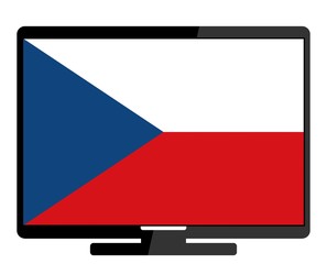 Drapeau de la République tchèque sur un écran de télévision