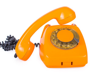 Orange phone on a white background