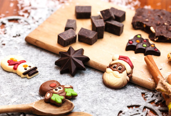 Christmas sweets and chocolates background