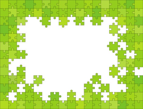 Abstract puzzle with green background.