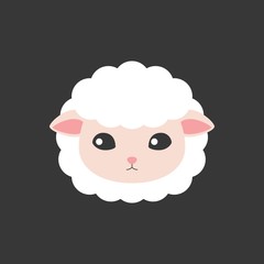 sheep face icon, cartoon character design suitable for children illustrator book and Chinese zodiac, flat design