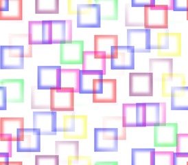On a white background lots are laid out on each other colored green, blue, red, yellow squares