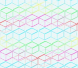 On a blue background lots are laid out on each other colored green, blue, red, yellow squares