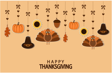 Naklejka premium Happy Thanksgiving greeting card or background. vector illustration.