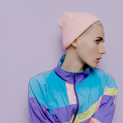 Vintage and Hipster Blonde mixed Model Swag Tomboy Style. Beanie