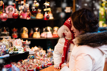 Mother and child on Christmas market
