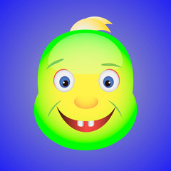 Cartoon style baby smile with first two teeth