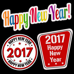 Happy new year sticker set