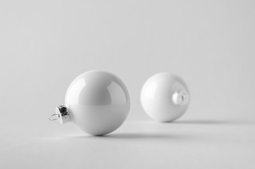 White Glossy Christmas Ball Mock-Up - Two Balls