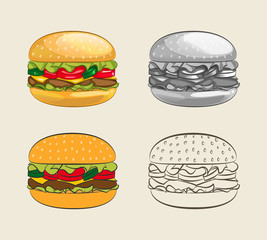 Burger with juicy beef.