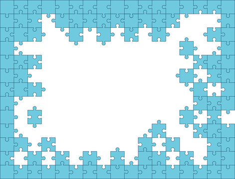 Abstract puzzle with blue background.
