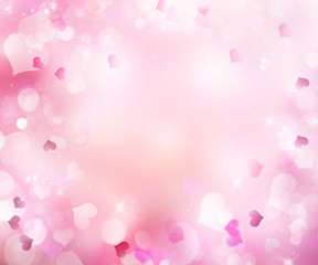 Pink blur hearts valentine romantic holiday background.