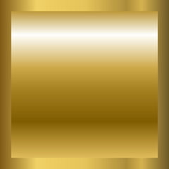 Gold texture horizontal square pattern in frame. Light realistic, shiny, metallic golden gradient template. Abstract fashion metal decoration. Design for award, sale, background Vector Illustration