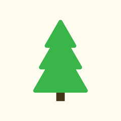 Christmas tree sign. Simple cartoon icon. Green template silhouette, isolated on white background. Flat design. Symbol of holiday, winter, Christmas, New Year celebration. Vector illustration