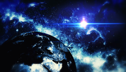 Planet earth from the space at night .