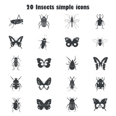 Different insects icons set for web and mobile design