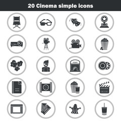 Cinema simple icons set for web and mobile design