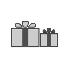 Christmas gifts ribbons icons set. Giftbox black signs decoration, isolated on white background. Flat design. Symbol of New Year celebration, presents, surprise, Xmas, holiday Vector illustration