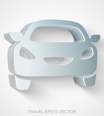 Vacation icon: extruded Metallic Car, EPS 10 vector.