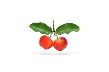 Barbados cherry fruit isolated on white background.