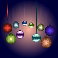 Illustration for christmas and new year with multicolored shiny balls