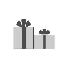 Christmas gifts ribbons icons set. Giftbox black signs decoration, isolated on white background. Flat design. Symbol of New Year celebration, presents, surprise, Xmas, holiday Vector illustration