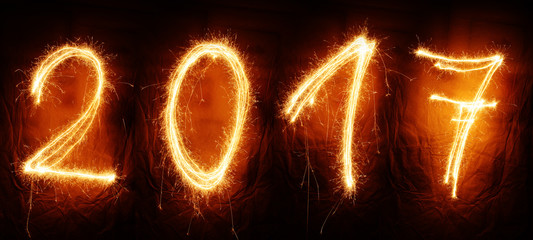 Sparklers numbers new year sign