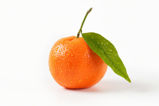 washed tangerine with leaf