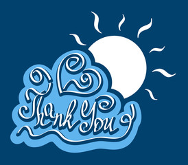 Obraz premium 175250 Text Thank You on cloud with bright sun