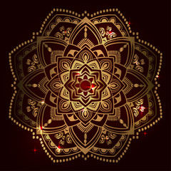 Beautiful Indian floral ornament. Ethnic Mandala. Henna tattoo style. hand drawn design