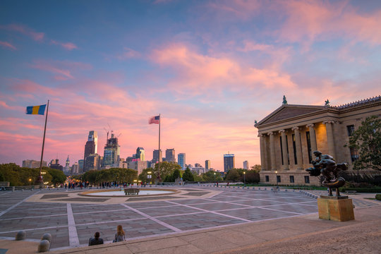 Beautiful Philadelphia skyline at sunset