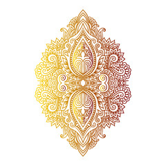 Vector ornamental Lotus flower, ethnic art, patterned Indian paisley. Hand drawn illustration. original design in doodle and zentangle style. Tattoo, astrology, alchemy, boho  magic symbol.