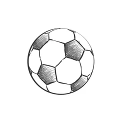 Tableaux sur verre Sports de balle Football icon sketch. Soccer ball drawing in doodles style. Football hand-drawn sketches in monochrome. Sport vector.