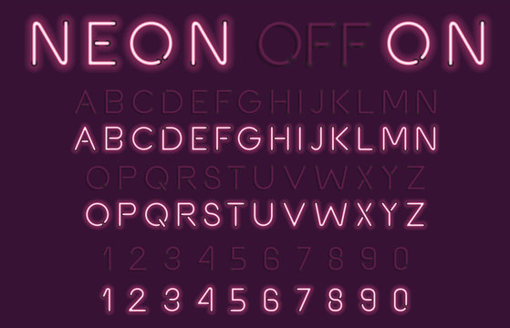 Neon Light Alphabet Vector Font