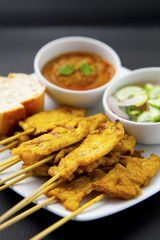 Grilled Pork Satay with Peanut Sauce and Vinegar	