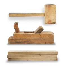 set of hand tools for joinery isolated on white
