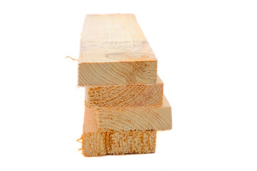 A stack of wooden boards on a white background.