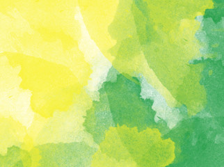 Abstract green and yellow watercolor background. Paper texture. Abstract background painting with beautiful colors.