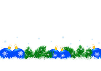 Obraz premium Christmas decorations composition with snowflakes on white background with empty space.