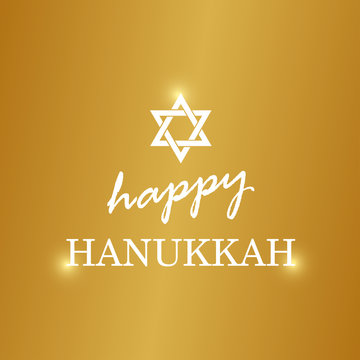 Happy Hanukkah lettering on blur background