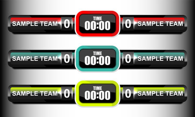 scoreboard elements collection for football and soccer, vector illustration
