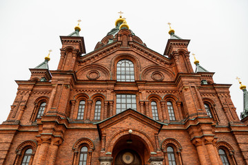 Fototapeta na wymiar Uspenskin cathedral in Helsinki autumn view
