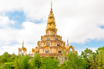 Naklejka premium The pagoda in Wat Phra That Pha Son Kaew Temple at Phetchabun, Thailand.