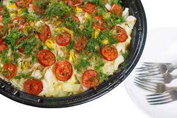 vegetable stew with tomatoes and greens