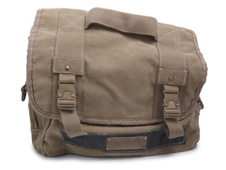 Canvas military bag on a white background