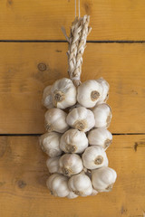 Garlic  on a wooden background