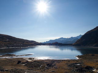 Spluga valley, the lake frozen