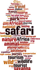 Safari word cloud concept. Vector illustration